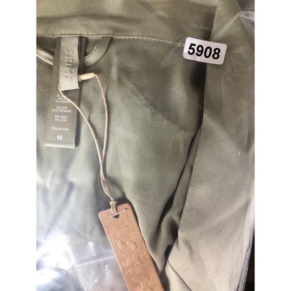 SKIMS Stretch Silk Pajama Top Long Sleeve Flyaway Sleep Shirt Talc Green NWT 4X - Picture 8 of 8